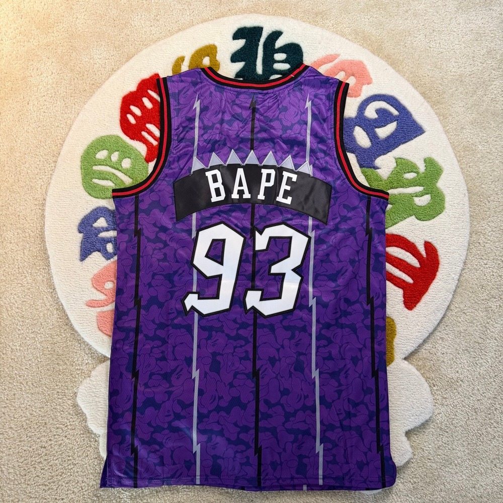 Mitchell & Ness BAPE Toronto Raptors Purple Camo Jersey 93 Medium NWT Rare NBA - Picture 2 of 7